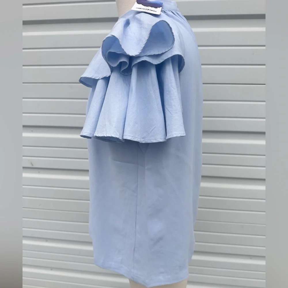 TCEC Light Blue Ruffle Sleeve  Boutique top size S